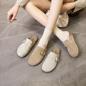 雀说 真皮勃肯鞋女复古小码大圆头休闲鞋968