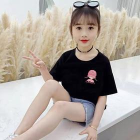 2件39.9元 【100%棉】男童女童 （侧标-粉色麻花辫女孩）印花T短袖2025-喜出