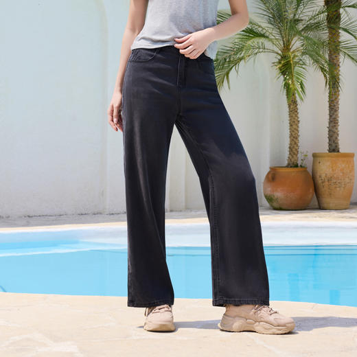 半身缘女裤 夏季柔软舒适亲肤垂感百搭显瘦牛仔裤252102U10102807 商品图2