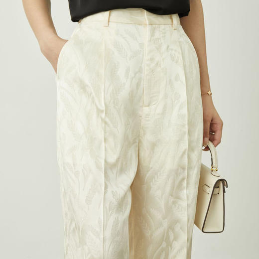 洛诗琳10628气质醋酸西装裤2025夏季新款国风提花阔腿直筒裤0582 商品图2