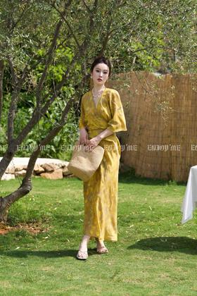 【门店同款】ENJOY夏季水彩晕染绑带长裙 162347761