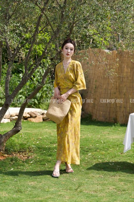 【门店同款】ENJOY夏季水彩晕染绑带长裙 162347761 商品图0