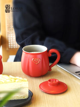 【彼达思】陆宝 祥云如意盖杯 陶瓷商务自带带茶隔办公家用