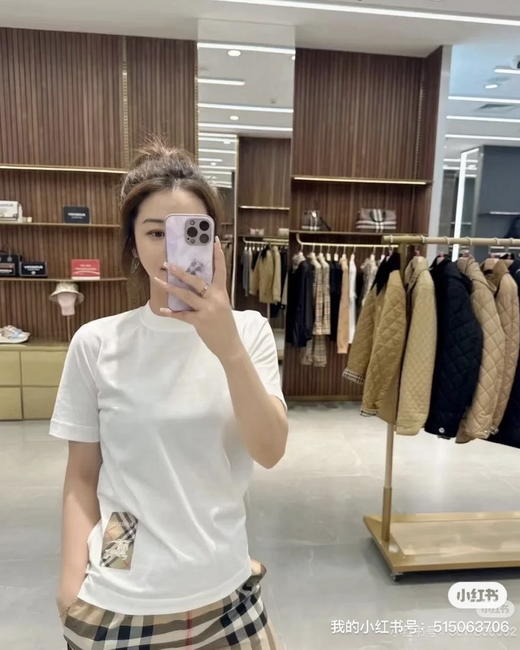 独家威海产，三色，Burberry 巴宝莉bbr  口袋100棉质短袖T恤 男女款    可以随意出入专柜的品质bur短袖 商品图5