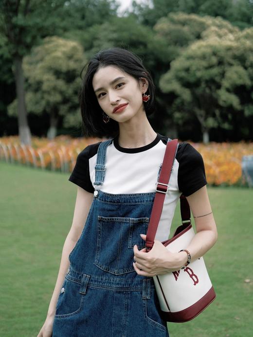 严选 | MLB休闲帆布水桶包 深奶油&酒红/深奶油&黑色/靛蓝色 22*14*24cm 商品图4