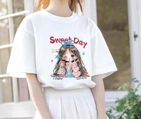 2件39.9元 【100%棉】男童女童 （大图-粉色甜美女孩）印花T短袖2025-喜出