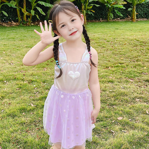 【洋气公主连体裙式，中小童女孩游泳衣！】2025夏季新款 儿童泳衣 女童韩版洋气公主连体裙式 中小童女孩游泳衣-QQ 商品图2