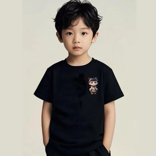 19.9清仓 【100%棉】男童女童 （侧标-哪吒）哪吒印花T短袖2025-喜出 商品图3