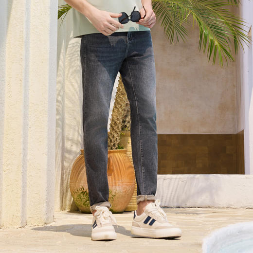 半身缘男裤 夏季合体舒适吸湿排汗透气百搭牛仔裤252101U10103675 商品图4