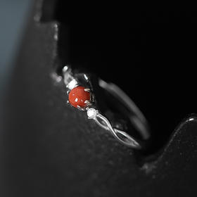 戒指 天然南红玛瑙锆钻 s925银