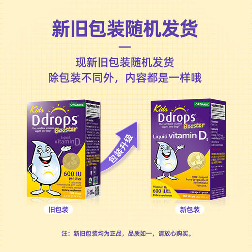 【跨境】Ddrops维生素D3滴剂加拿大版 2.8ml/瓶（效期：2027-11）新旧包装随机发货 商品图3