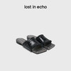 lost in echo2025春夏新款高级牛皮黑色手工花边薄底平跟凉拖鞋女 商品缩略图0