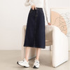 丁摩 黑科技不易掉色大码牛仔半身裙女夏春韩版七分A字裙5ZF-8029 商品缩略图5