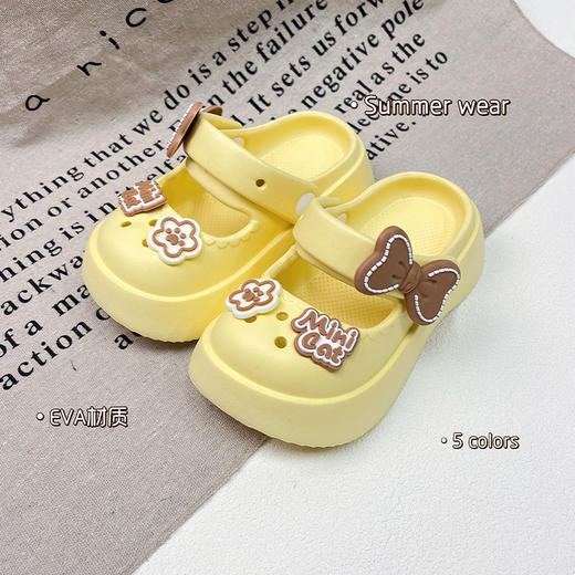 【洋气蝴蝶结设计，公主风十足！】女童蝴蝶结夏季拖鞋 新款洋气公主室内洗澡 儿童室内女宝包头洞洞鞋-QQ 商品图12