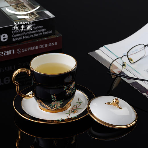 【6F】国瓷永丰源 石榴家园三件套盖杯 （黑杯） 商品图2