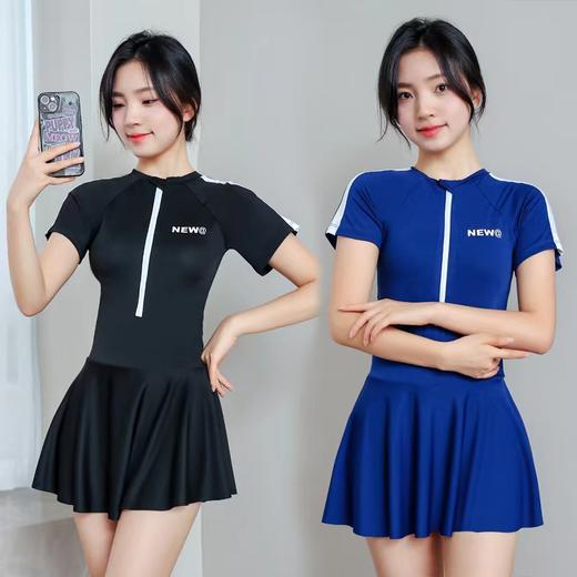 【不论什么身材都能轻松CARRY】泳衣女连体新款少女纯欲风收腰保守显瘦泳装连体裙式温泉泳衣。ry 商品图1