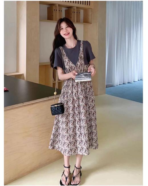 ✨法式温柔风初恋长裙【碎花拼接假2件连衣裙】腰部抽绳设计，上半身有弹力，包容性强，不勒 商品图5