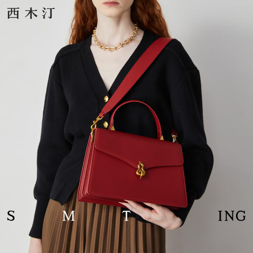 【种草好物馆专属】西木汀 乱世佳人 牛皮手提包女小众宽肩带新娘婚包单肩斜挎包 商品图2