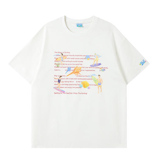 CryingCenter 夏日海边 冲浪步骤 手绘插画宽松T恤短袖 哭喊中心 商品图6