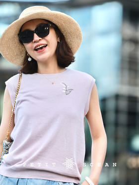 PETIT SCHAN小闪 CLO#796 jingle bells 铃儿响叮当 棉麻丝纯手工刺绣针织背心