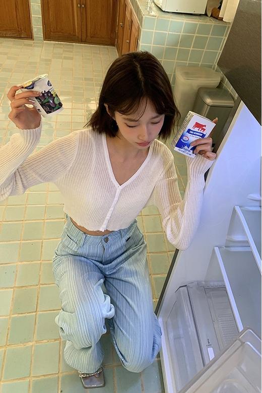 LNNNS 舒适高腰款浅色条纹牛仔长裤 18332 商品图7