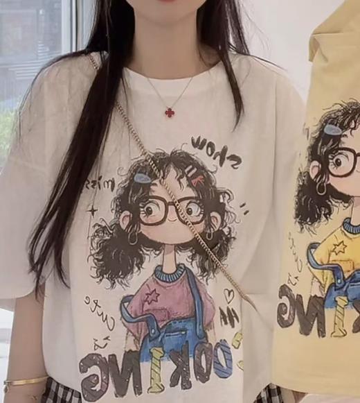 2件39.9元 【100%棉】男童女童 （大图-紫衣眼镜女孩）哪吒印花T短袖2025-喜出 商品图3