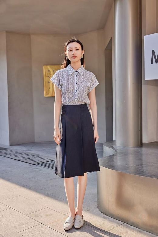 Le Malene 通勤简约百搭藏蓝色半裙 18326 商品图1