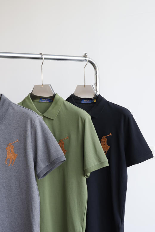 Polo珠地纯棉 皮革刺绣 大马标 翻领短袖POLO衫 TX464 商品图3