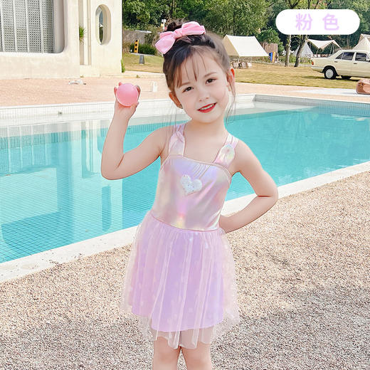 【洋气公主连体裙式，中小童女孩游泳衣！】2025夏季新款 儿童泳衣 女童韩版洋气公主连体裙式 中小童女孩游泳衣-QQ 商品图4