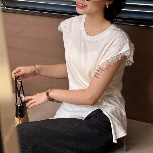 【预售7天】良木礼蕾丝拼接短袖（2789） 商品图4