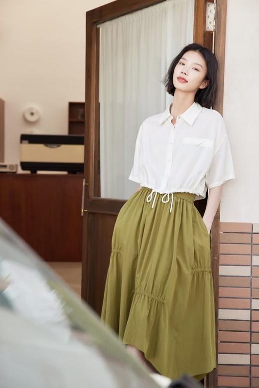 LNNNS 白色短款抽绳百搭衬衣 18335 商品图2