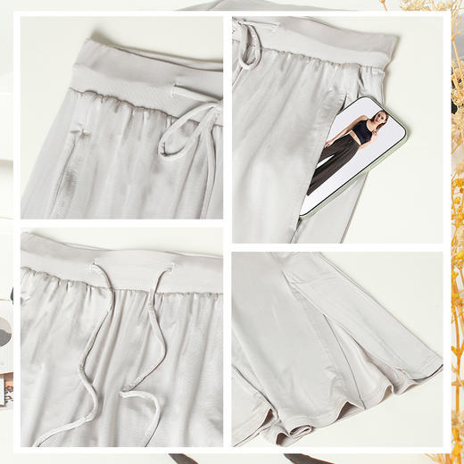 丁摩 桑蚕丝阔腿裤高腰直筒真丝长裤HD25018 商品图2