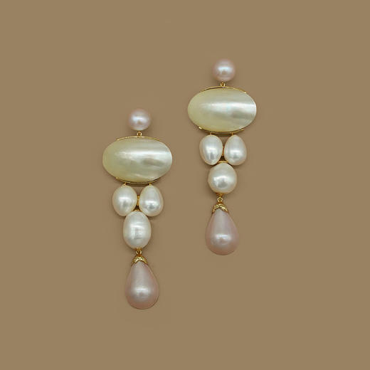 北京仓｜Pach Pearl-Mabe Chandelier-粉色 马贝珍珠 吊坠 耳环［瑞士设计师］ 商品图1