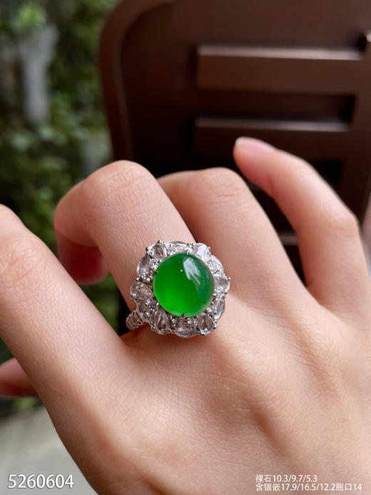 老坑高冰种艳绿蛋面戒指【5260604】具体价格微信咨询 商品图5
