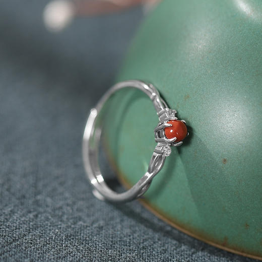 戒指 天然南红玛瑙锆钻 s925银 商品图2