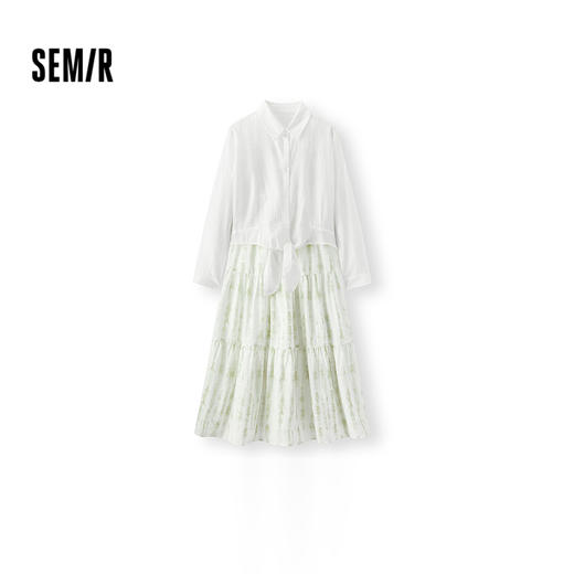 [商场同款]森马×蓝续联名款连衣裙女吊带裙衬衫2025夏新款两件套 商品图0