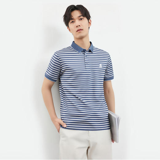 【含桑蚕丝】罗蒙男士夏季休闲商务男士Polo衫短袖男时尚polo衫短袖男 商品图4