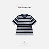 COCO ZONE 刘一一 撞色条纹圆领短袖复古通勤风T恤CD2A0742 商品缩略图0