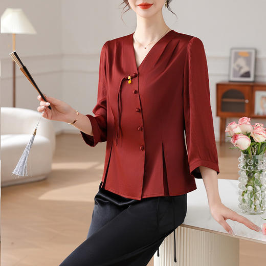 中国风妈妈装气质洋气，高贵小衫七分袖上衣 HFC88244 商品图0