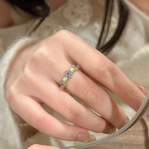 【敦煌蓝莲系列手镯/戒指】新中式滴油珐琅花朵手镯戒指 复古精致百搭轻奢高级感手饰女 商品图5