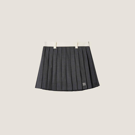 MIU-SK 灰色羊毛百褶裙 商品图0