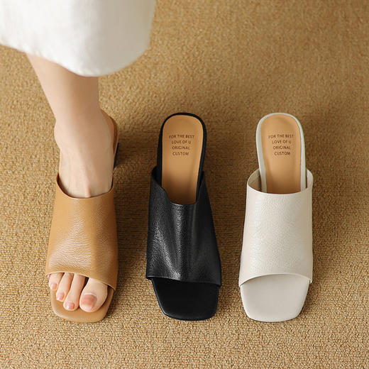 【预售5天】主推~巨好穿手抓羊皮露趾复古凉鞋里外全皮女拖鞋DS&1396-9 商品图2