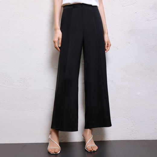 玳莎真丝阔腿裤宽松女2025年夏季新款松紧腰显瘦垂感休闲直筒裤 FB36310 商品图0