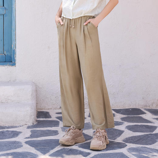 半身缘女裤 夏季轻盈绵软吸湿透气垂感百搭休闲裤252102U10302842 商品图0