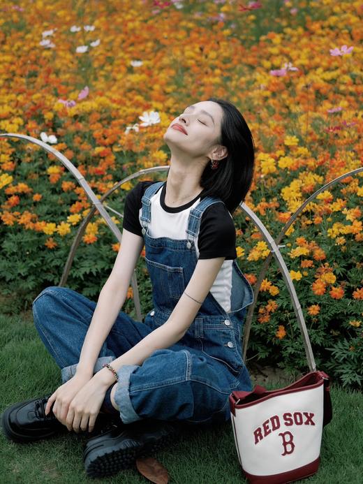 严选 | MLB休闲帆布水桶包 深奶油&酒红/深奶油&黑色/靛蓝色 22*14*24cm 商品图5