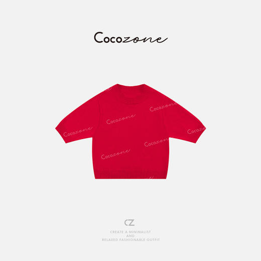 COCO ZONE 刘一一【100棉】设计感纯色显瘦圆领针织衫CD2A0273 商品图0