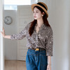 谜底花色衬衫七分袖女2025夏季新款复古风印花合体衬衣256MC6287 商品缩略图0