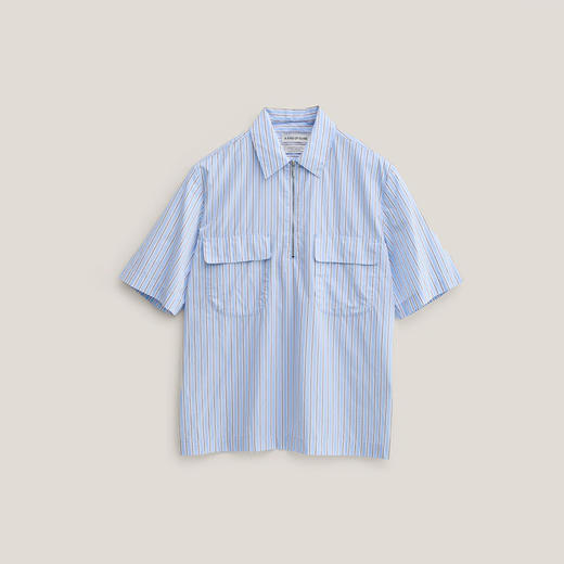 A Kind Of Guise NAVIN ZIP SHIRT 意大利制半拉链条纹短袖衬衫 商品图4