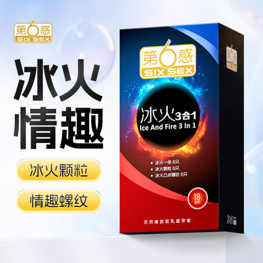 第六感避孕套超薄冰火三合一18只 螺纹大颗粒安全套女用 情趣狼牙套男用 商品图1