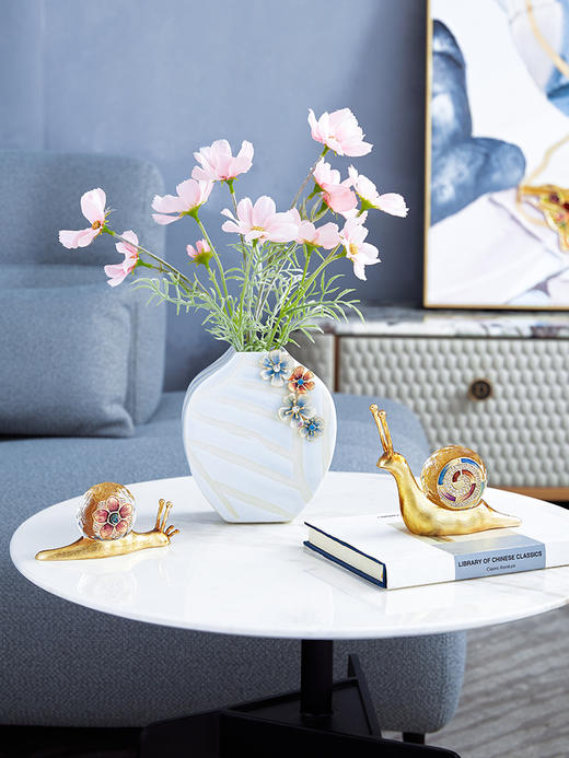 【彼达思】罗比罗丹 平安如意 水晶蜗牛摆件 珐琅彩书房玄关商务送礼自用亲人 商品图2